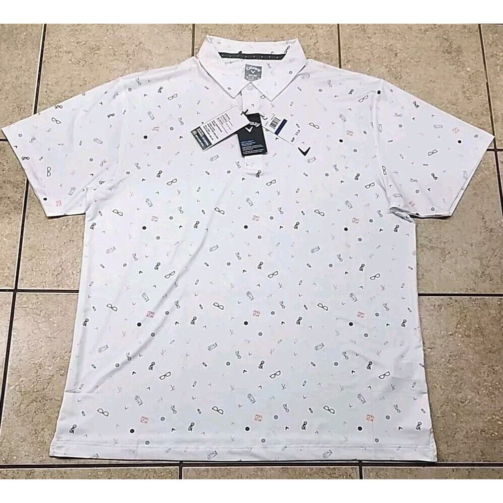 Callaway Opti-Dri Golf Polo Shirt All Over Print Men's XL NWT Pinhole From Tag